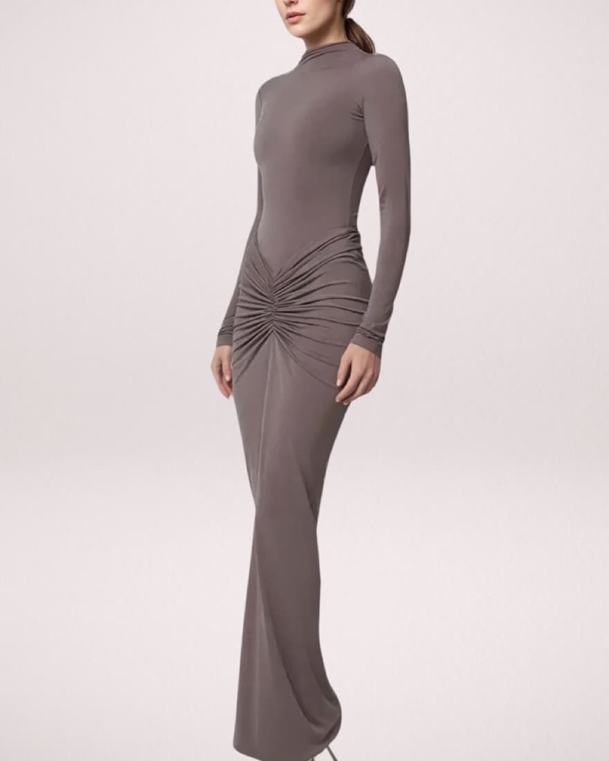 Elegant Ruched Maxi Dress - Image 2