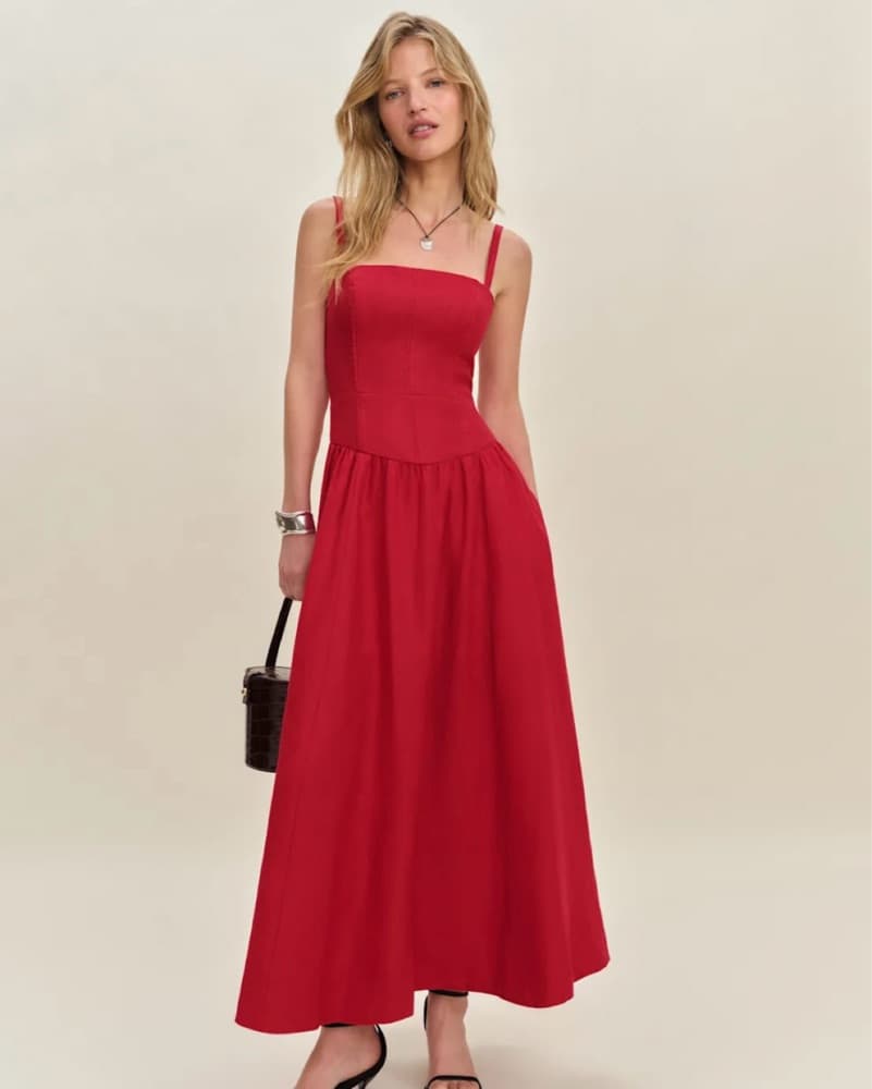 Reformation Red Katarin Linen Dress - Image 1