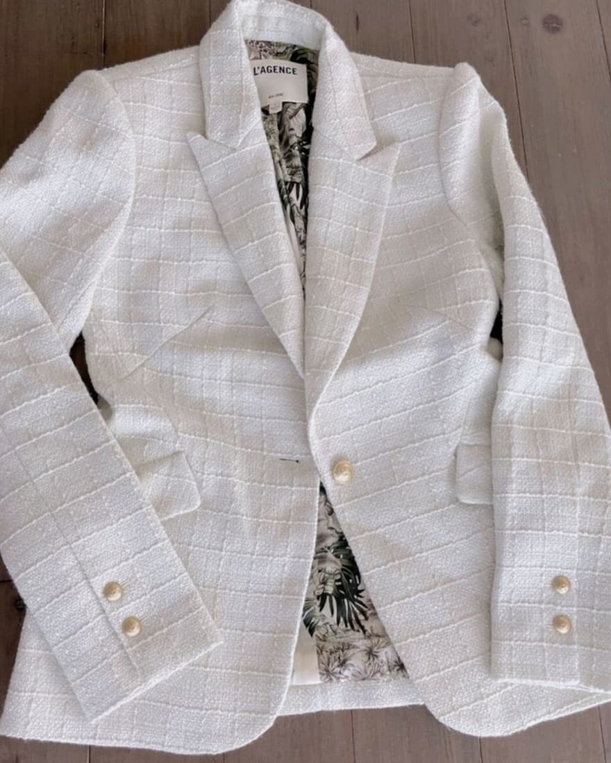 L’Agence Shinning Tweed cream blazer  - Image 3