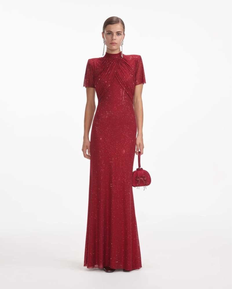 Self Portrait Red Diamante Dress - Image 1