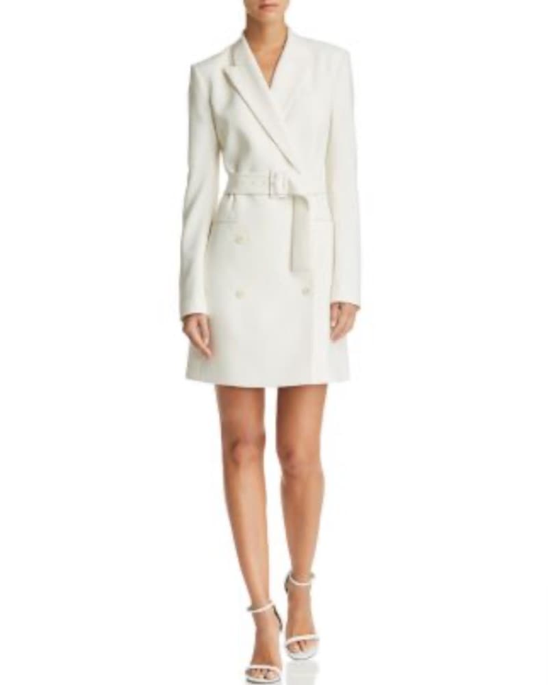 White Belted Blazer Midi Dress - Image 1