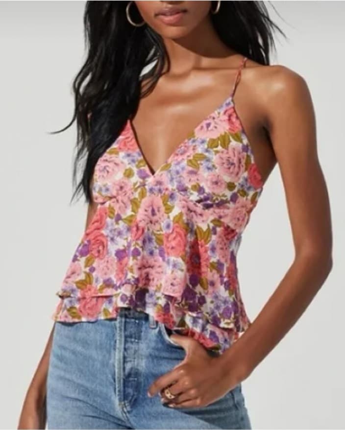 ASTR Floral Two Tiered Strappy Cami - Image 1