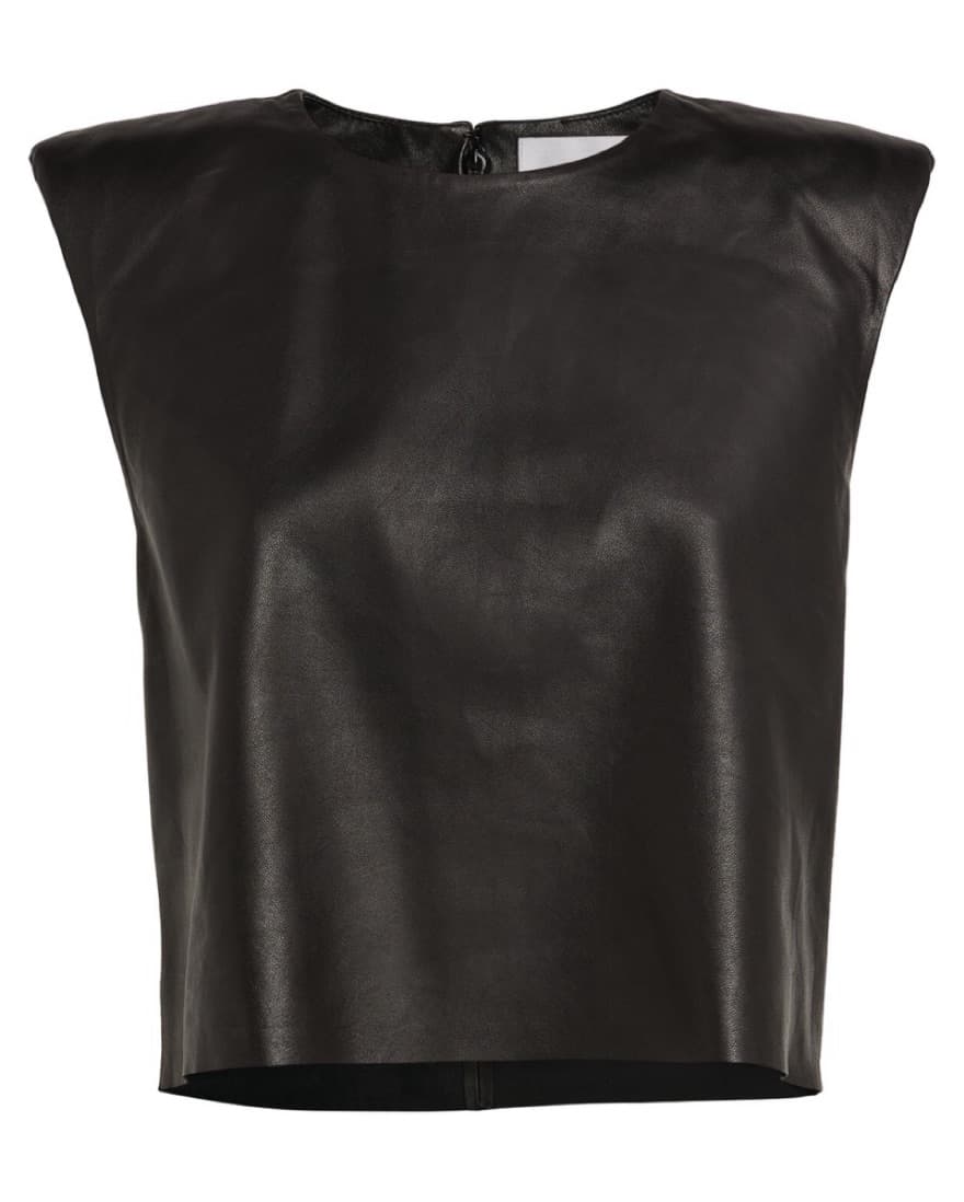 FRAME Leather Tank With Shoulder Pads - Image 4