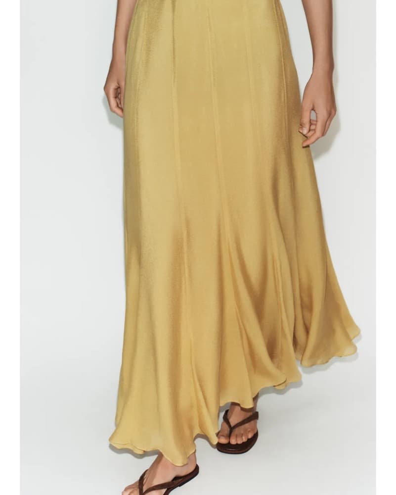 Elegant Mustard Yellow Maxi Skirt - Image 3