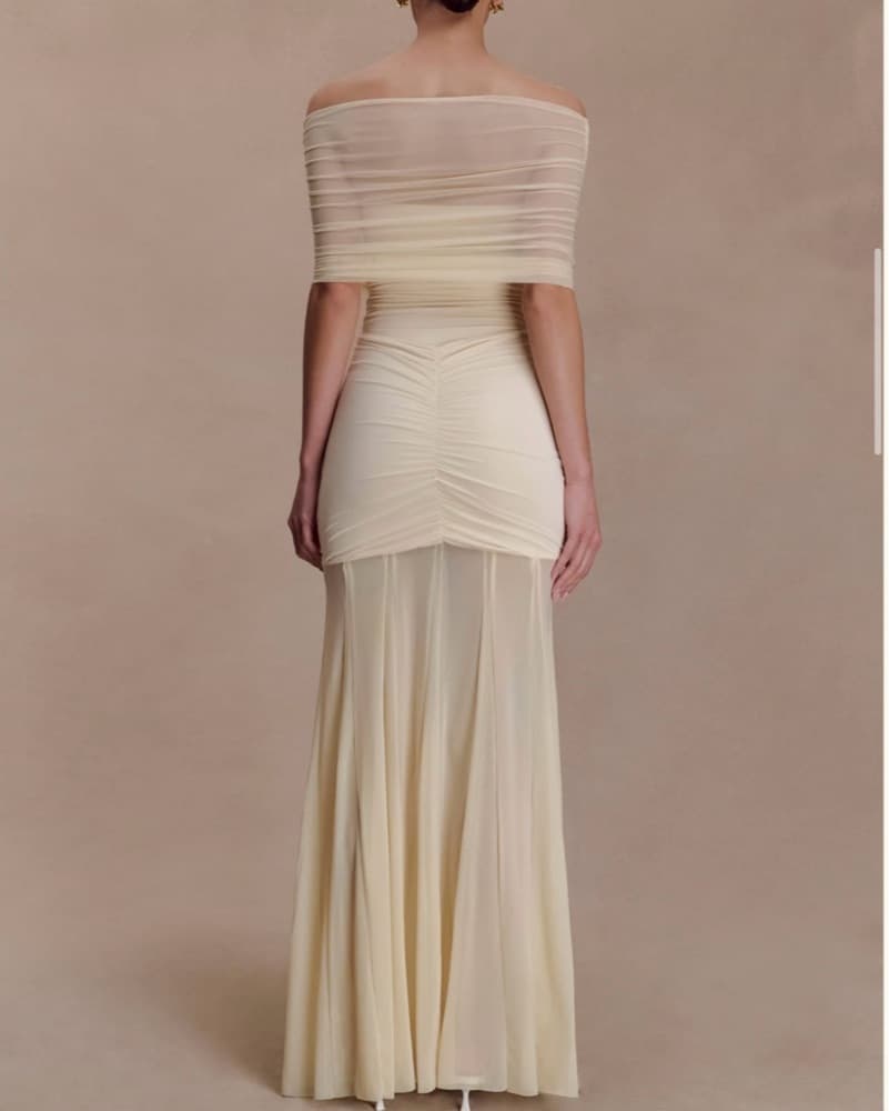 Caspian Mesh Off Shoulder Maxi Ivory - Image 3