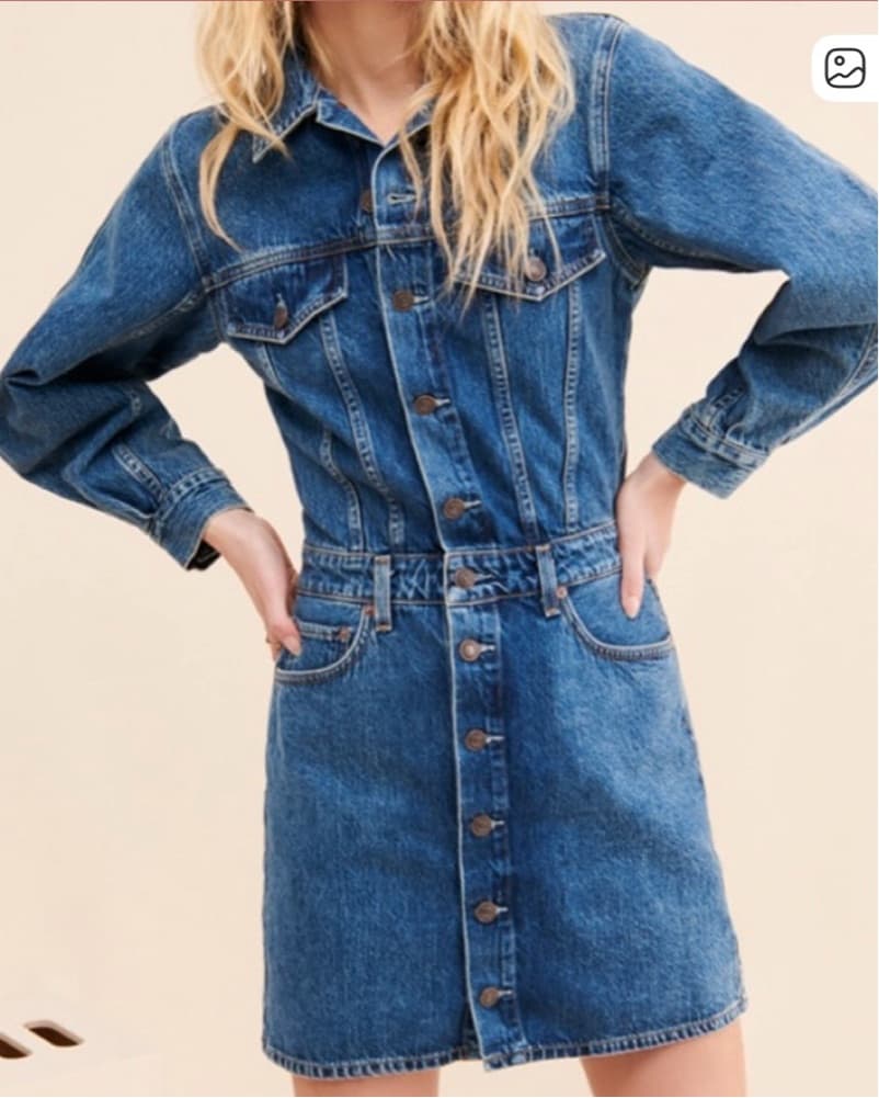 Agolde Balloon Sleeve Denim Mini Dress - Image 1