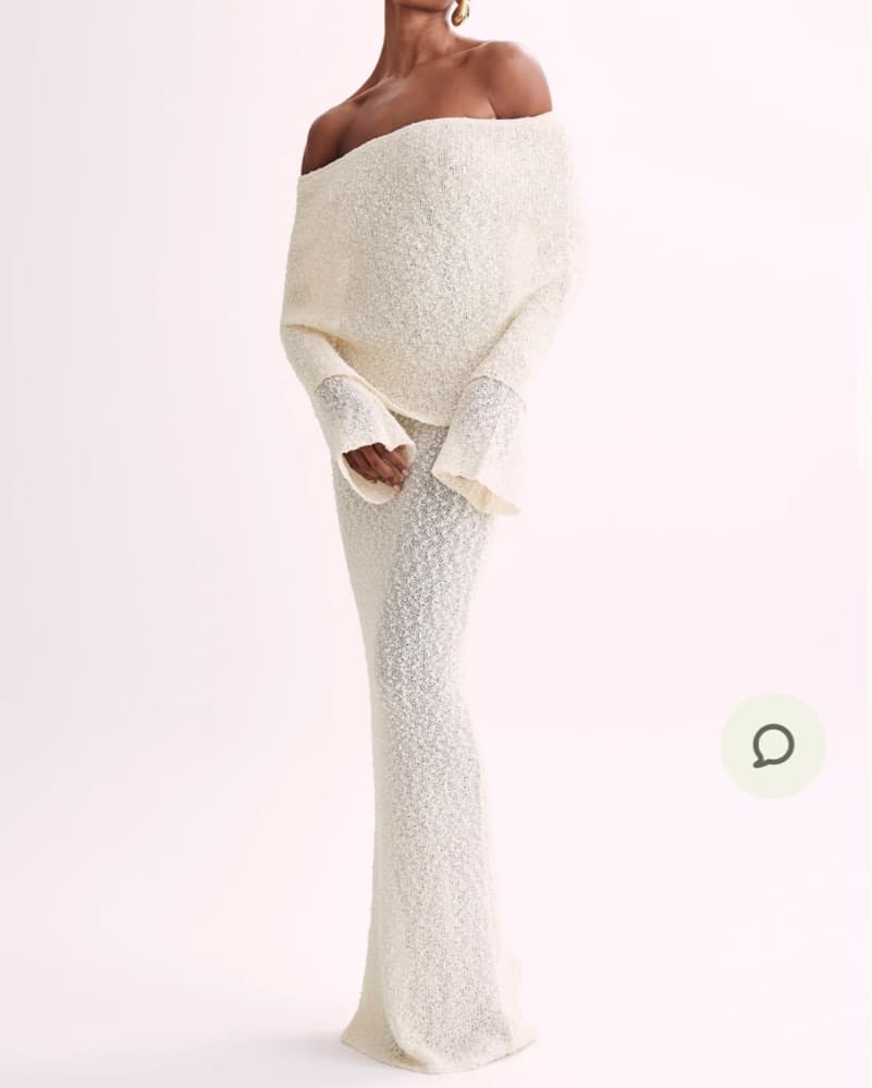 Off the Shoulder Boucle Maxi Dress - Image 2