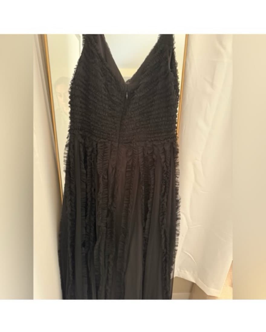 Elegant Ruffled Black Midi Dress - Image 4