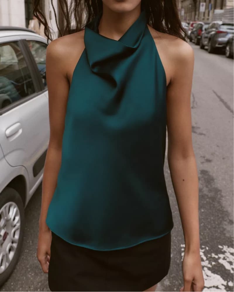 Zara Forest Green Halter Top - Image 1