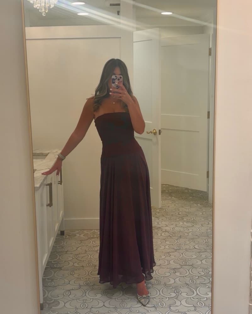 Burgundy Drop Waist Dress - Image 1