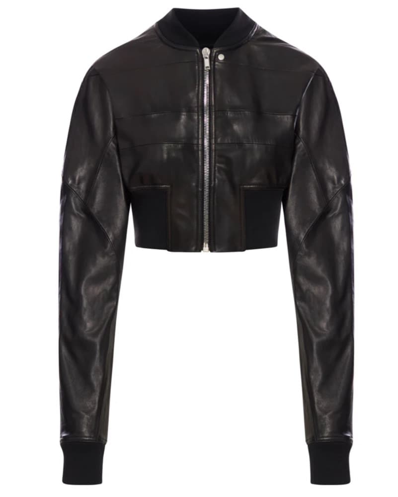 Rick Owens Cropped Leather Bomber - Image 1