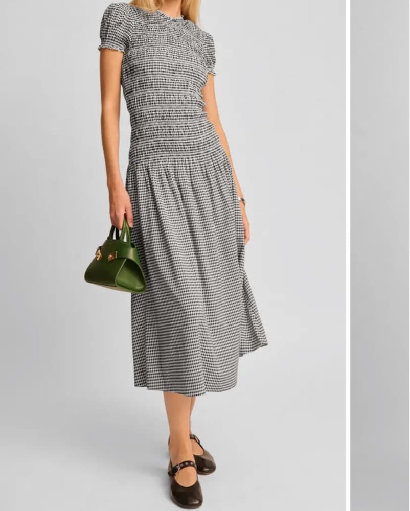 Opt Gingham Dress Drop Waist Midi Dress  - Image 3