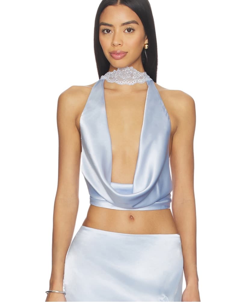 Flyn Cowl Neck Top Baby Blue Small - Image 1