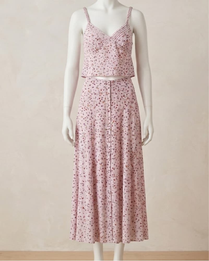 Nicholas Silk Two Piece Pink Floral Set - Image 1