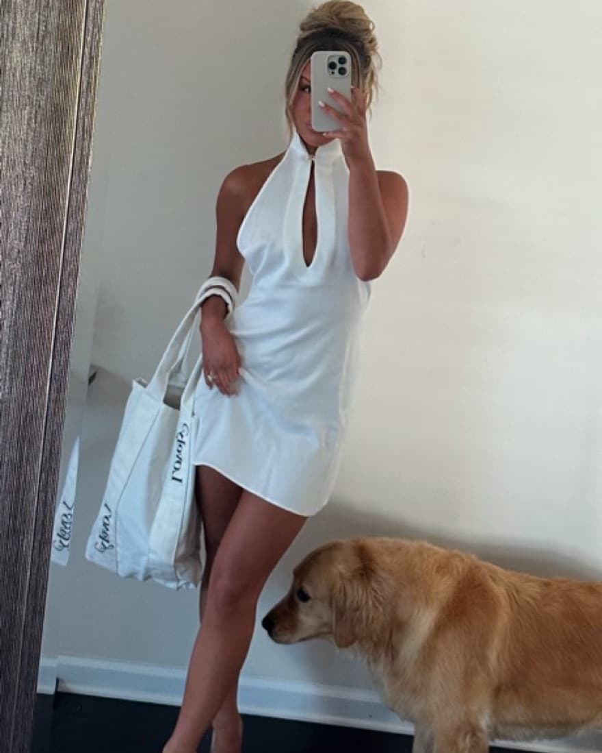 White Mini Halterneck Key Hole Dress  - Image 4