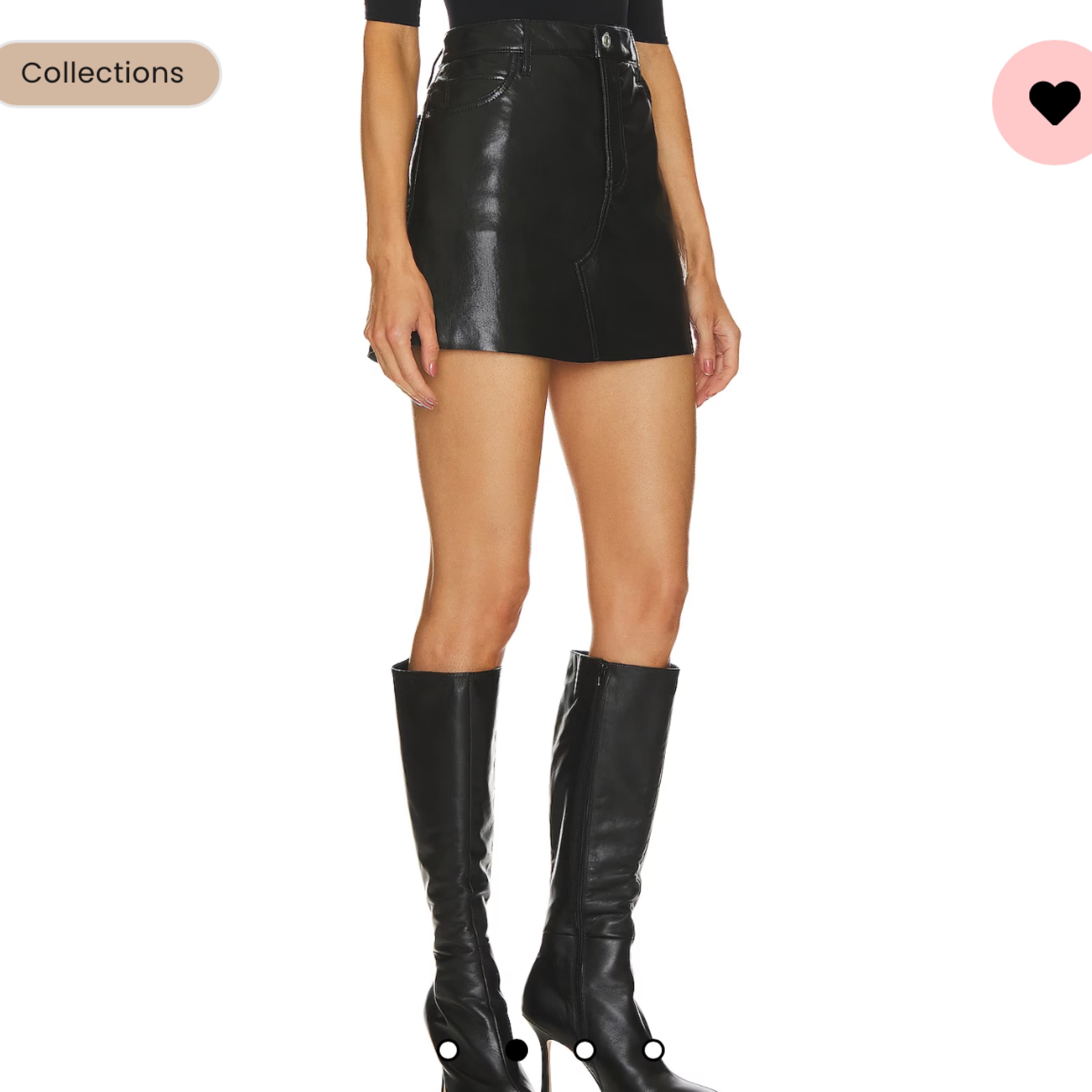  Recycled Leather Skirt in Noir FRAME   - Image 3