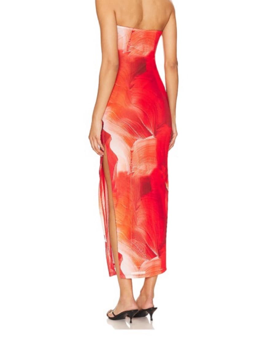 Red Pattern Revolve Long Wedding Dress - Image 3