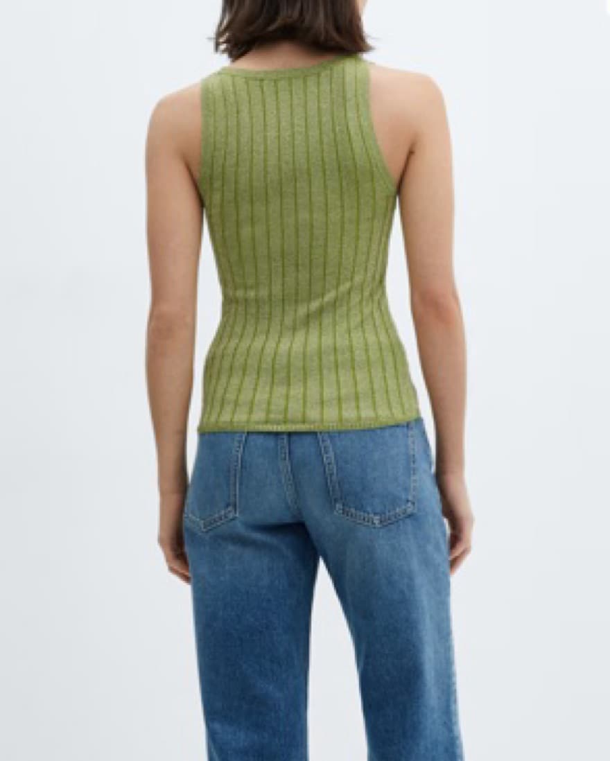 Mango Lurex Knitted Green Shimmer Tank - Image 3