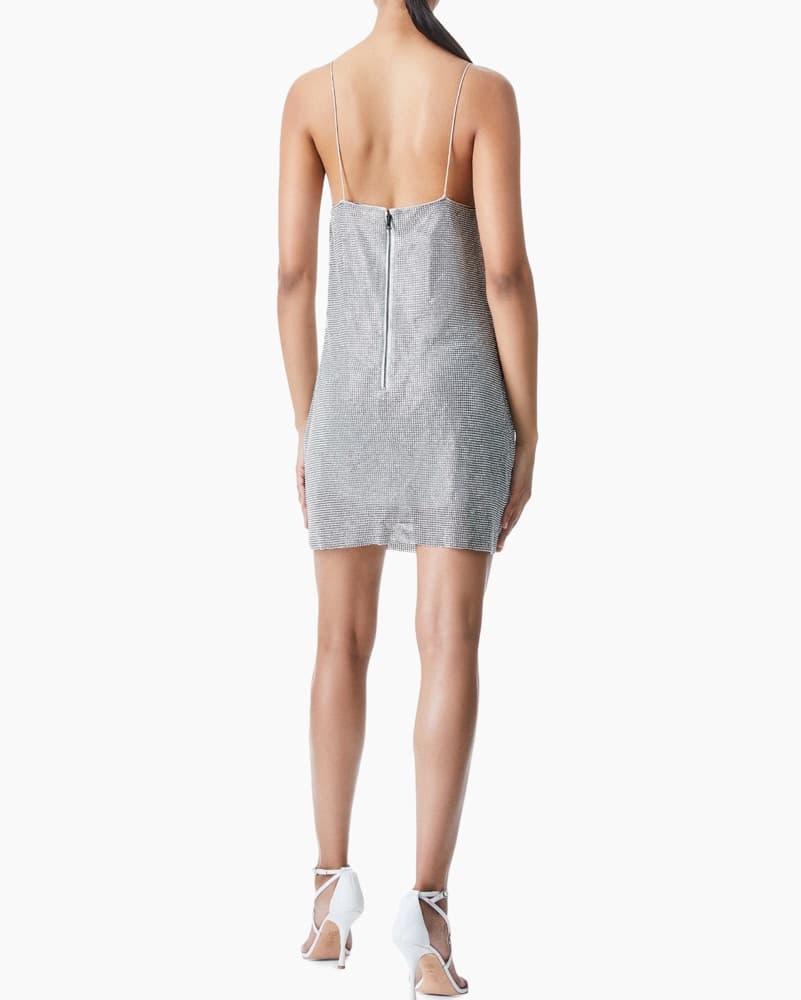 Alice and Olivia Silver Rhinestone Dress - Image 4