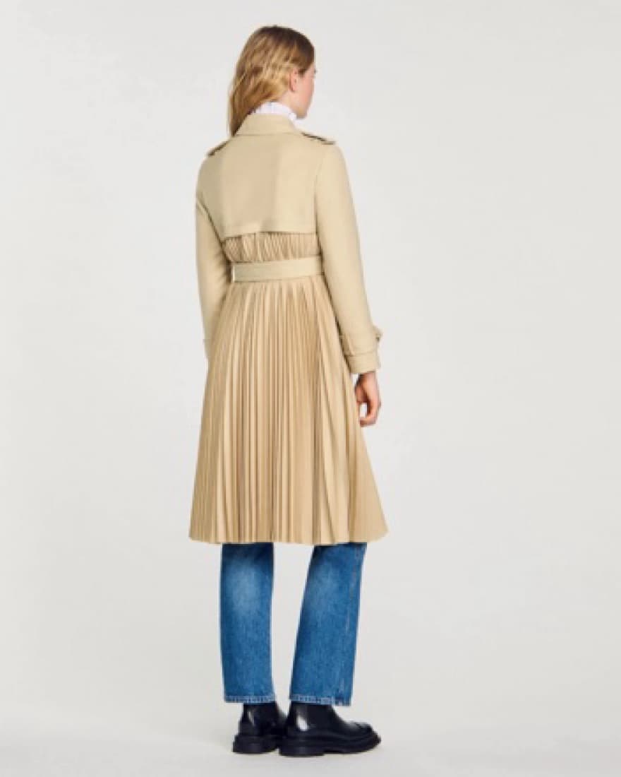 Sandro Pleated Trench Coat Dress - Image 4