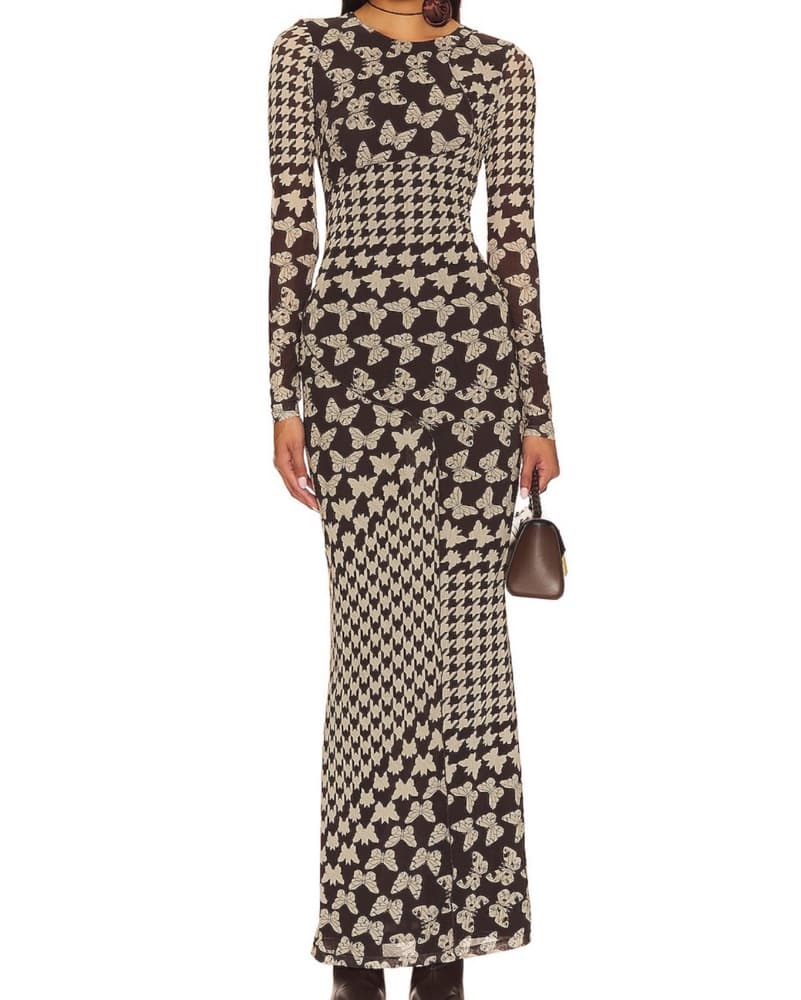 Brown Butterfly Maxi Dress - Image 3