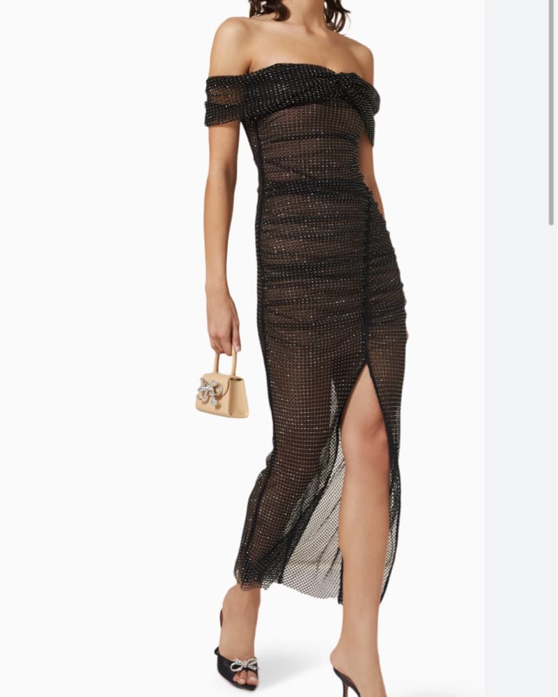 Vintage Off Shoulder Midi Dress  - Image 1
