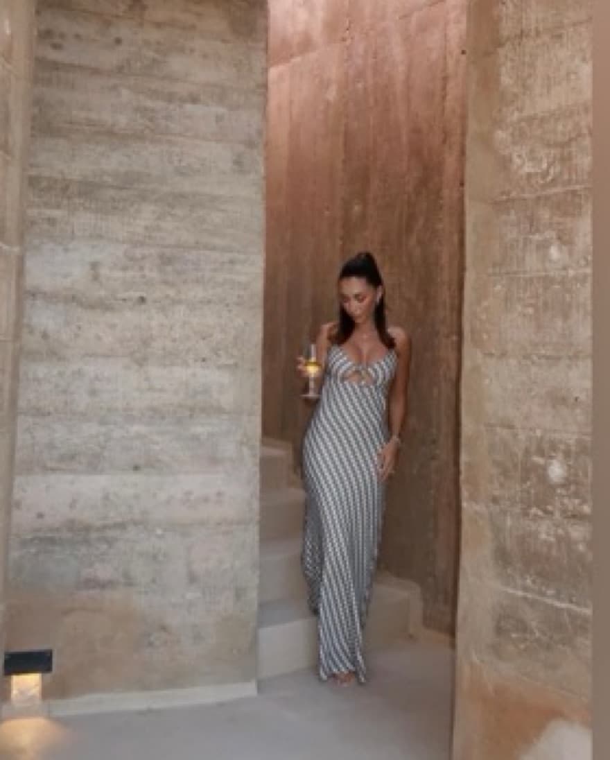 Checkered Open Back Maxi Dress - Image 1