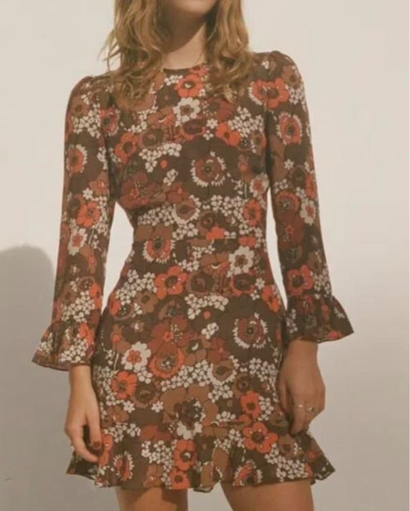 Vibrant Floral Print Ruffle Dress - Image 2
