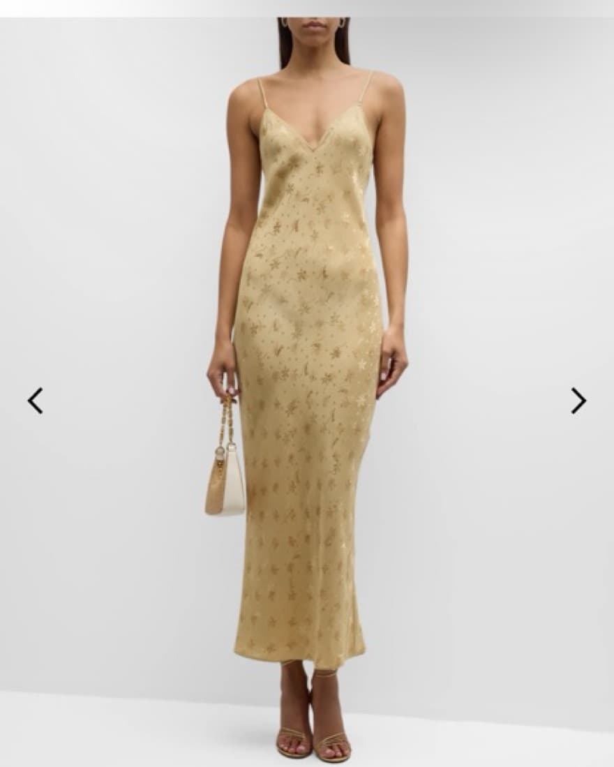 Frame Gold Silk Maxi Dress Floral Print - Image 1