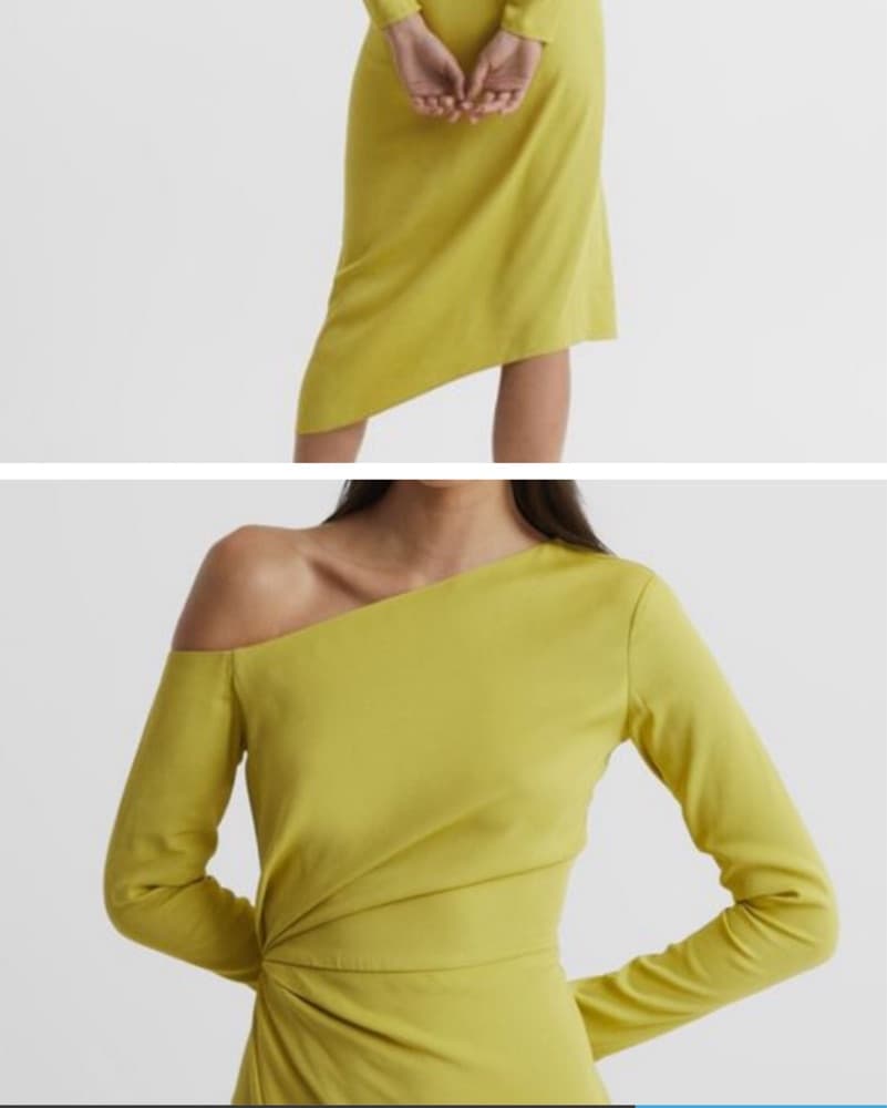 Vibrant Yellow One-Shoulder Midi Dress - Image 1
