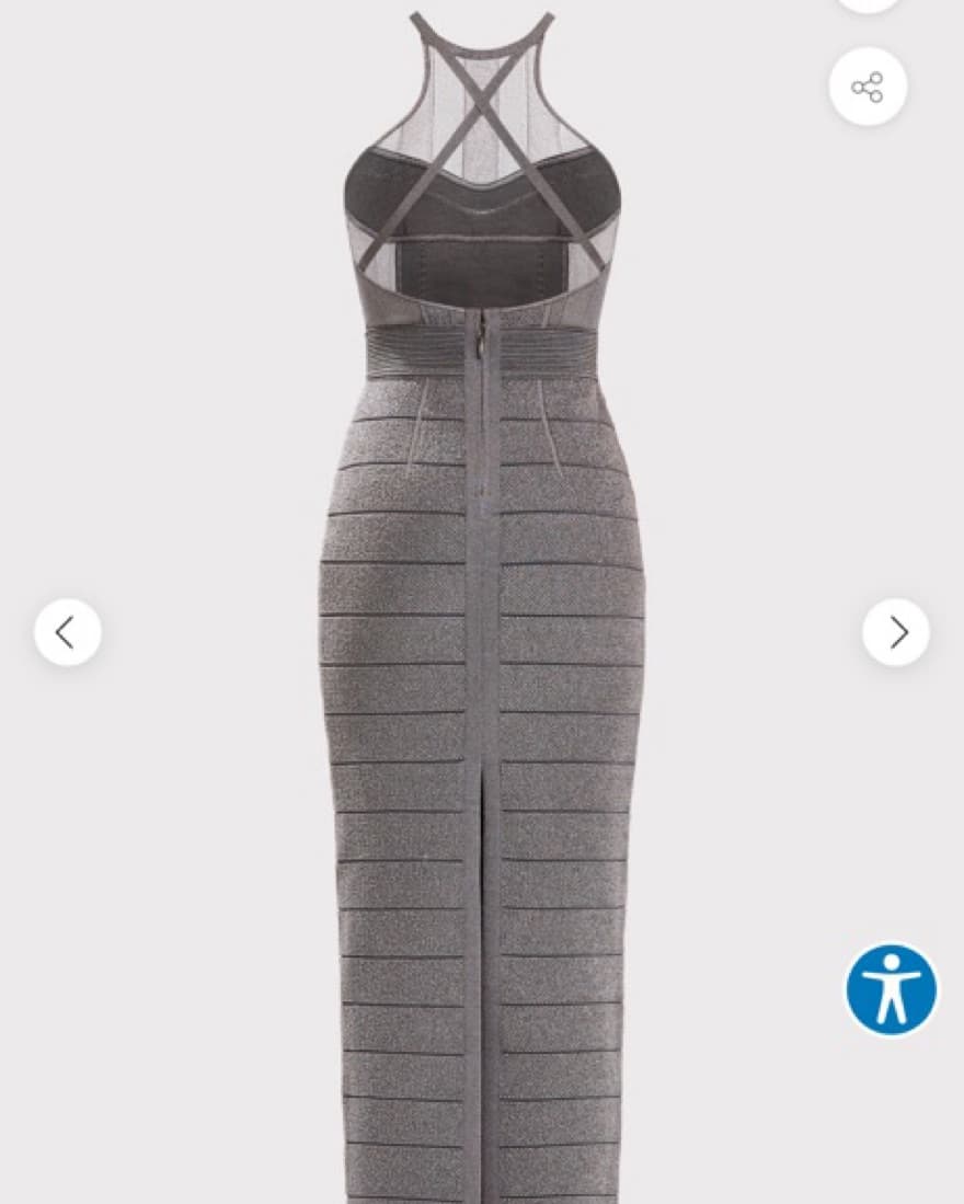 Herve Leger Silver L Bandage Midi Dress - Image 4