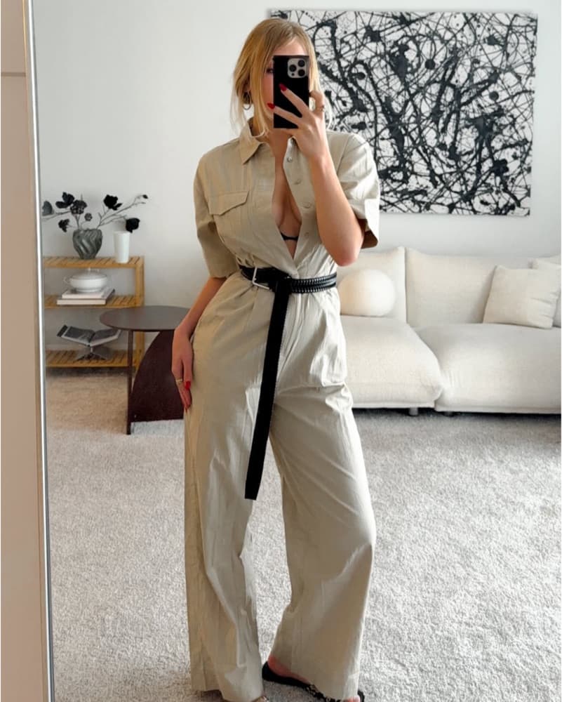 Tan Nuetral Cargo Jumpsuit Playsuit - Image 3