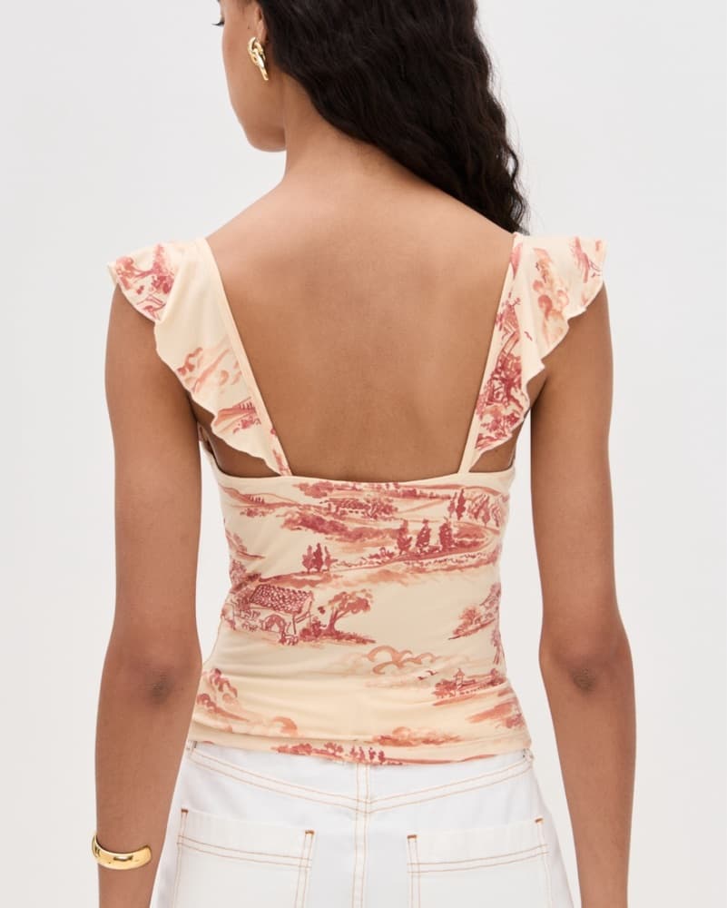 Reformation Landscape PrinT Ruffled Top - Image 2