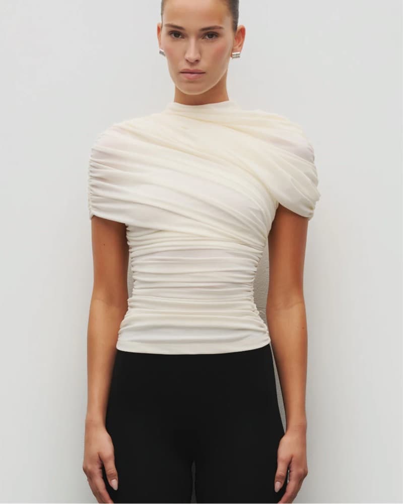 Heiress White The Draped Sholder Top  - Image 1