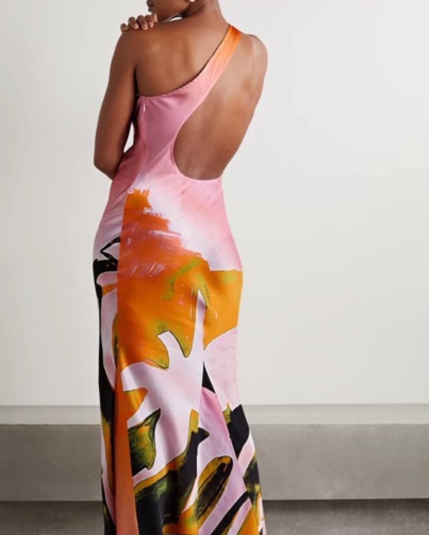 LOUISA BALLOU One Shoulder Silk Dress - Image 3