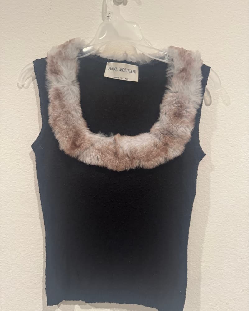 Vintage Anna Molinari Faux Fur Tank - Image 1