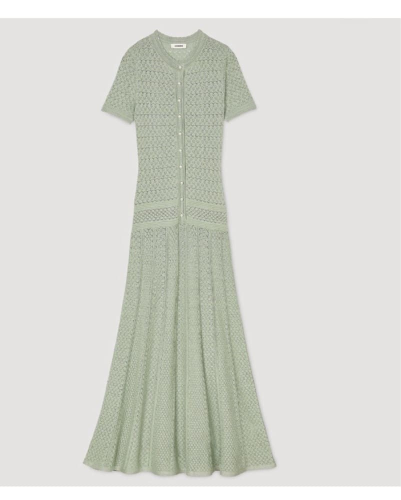 Sandro Almond Green Knit Maxi Dress - Image 2
