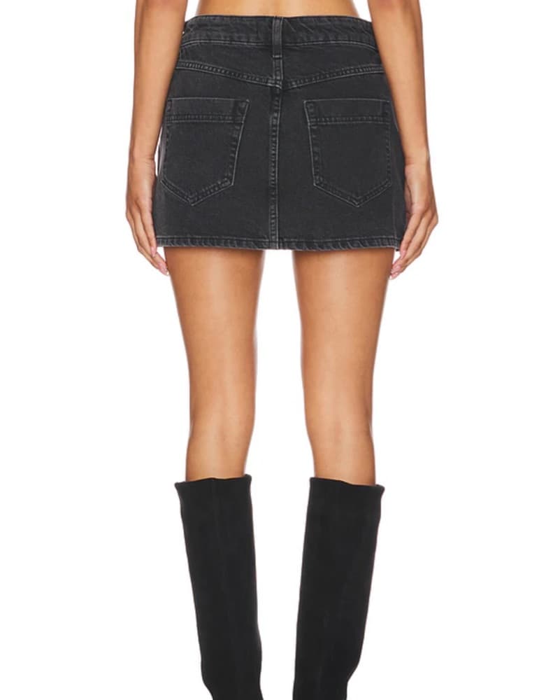 Black Denim Wrap Skirt - Image 3