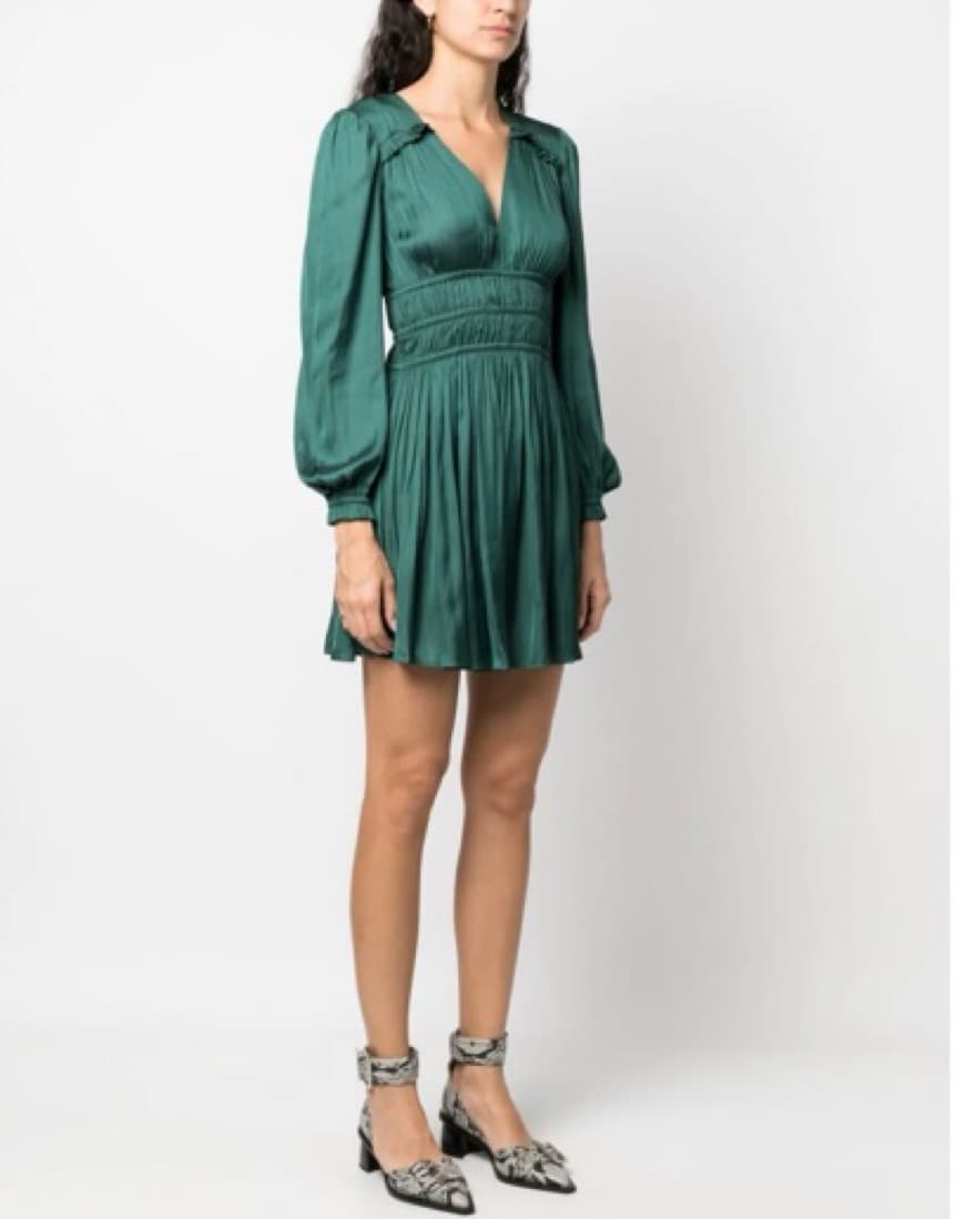 Maje Dark Tealish Green Silk Dress - Image 1