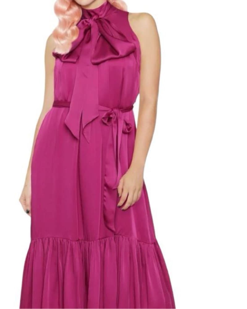 Zimmermann Magenta Tie-Neck Maxi Dress - Image 3
