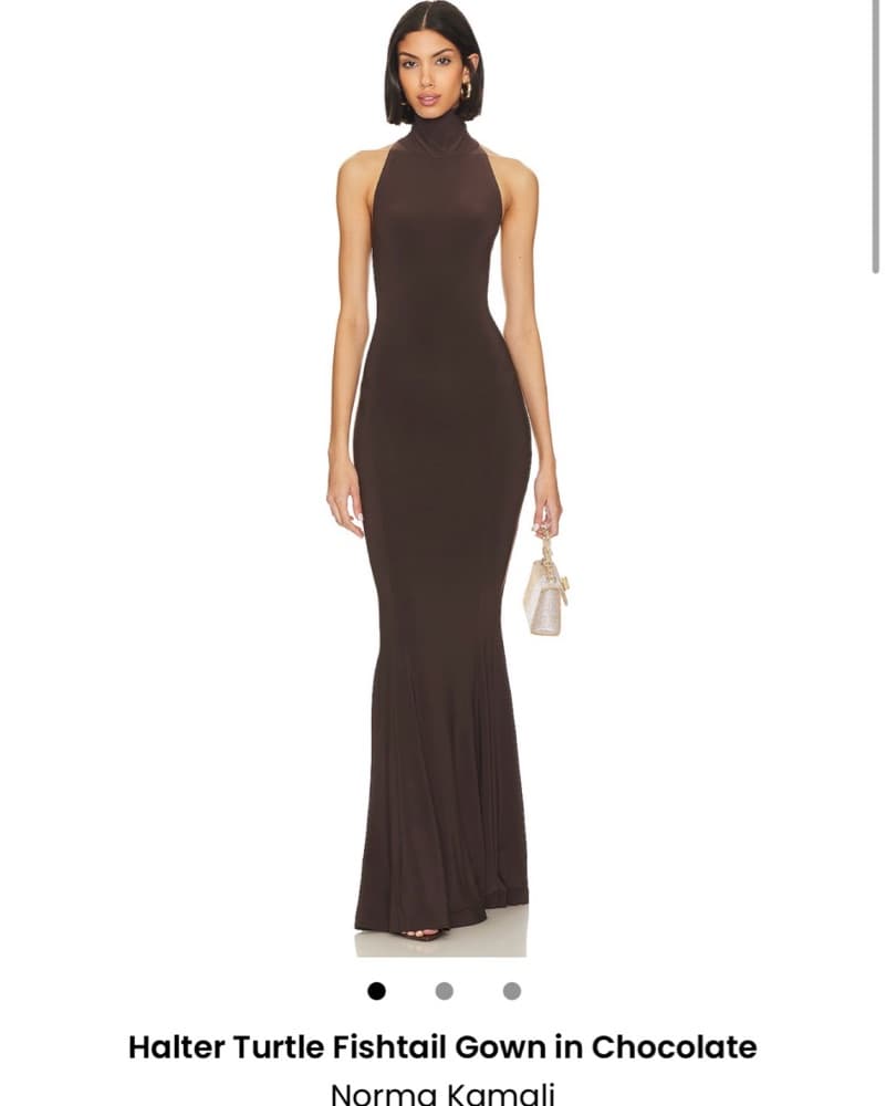 Brown Norma Kamali Gown (XS) - Image 3