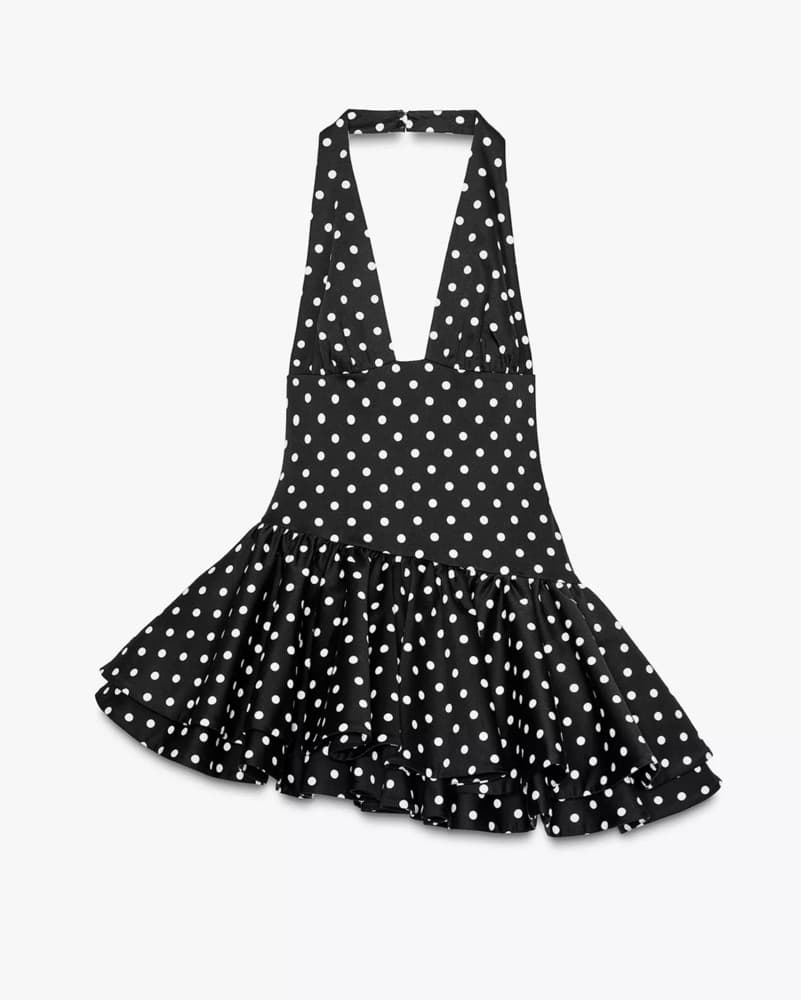 Polka Dot Halter Ruffle Dress - Image 5