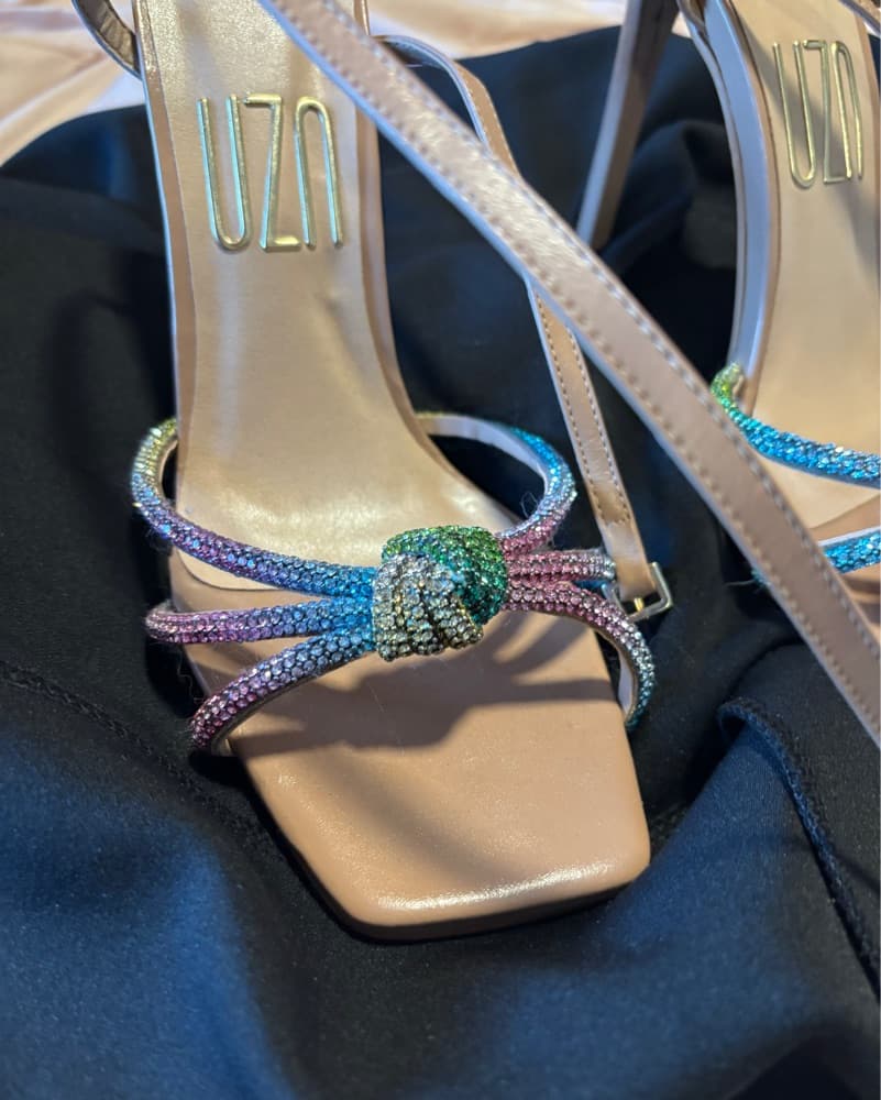 Rainbow Bejeweled Bean Colored Heels - Image 2