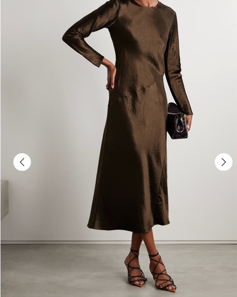 Max Mara Chocolate Crinkled Satin Midi  - Image 2
