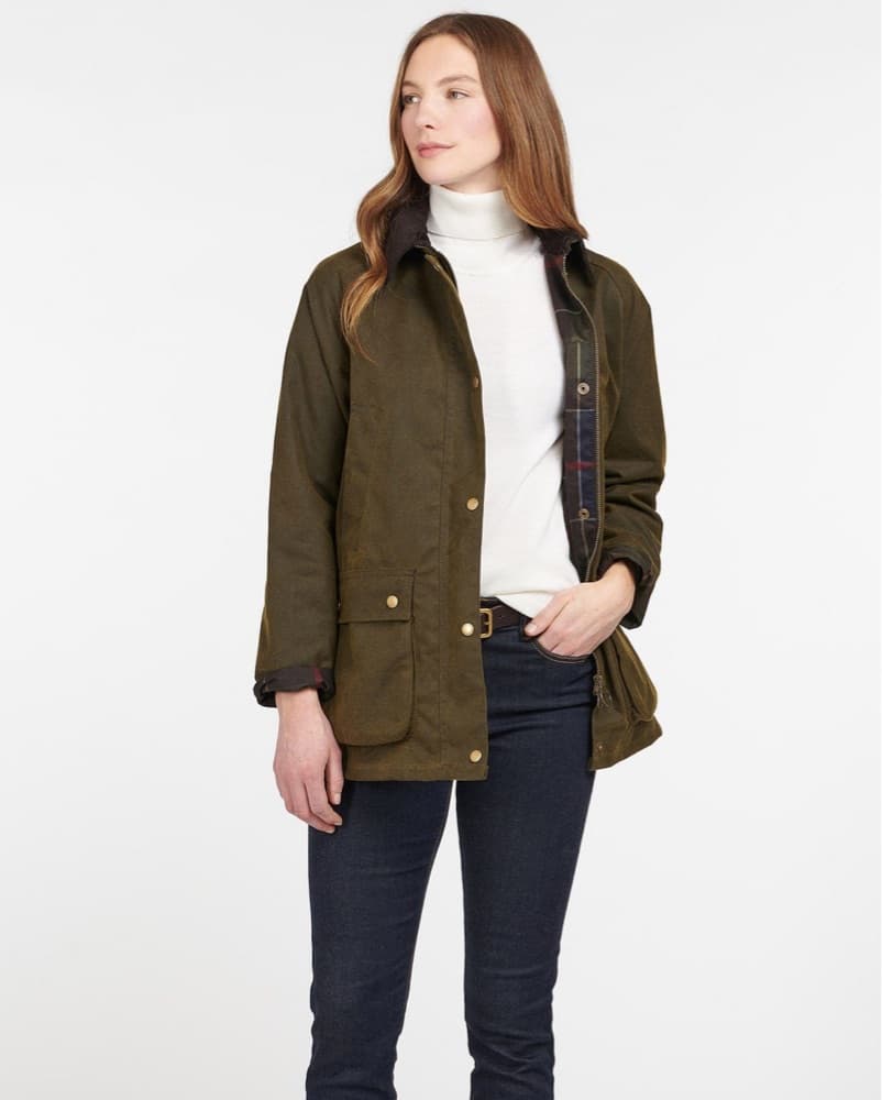 XS Olive Barbour Waxed Jacket - Image 2