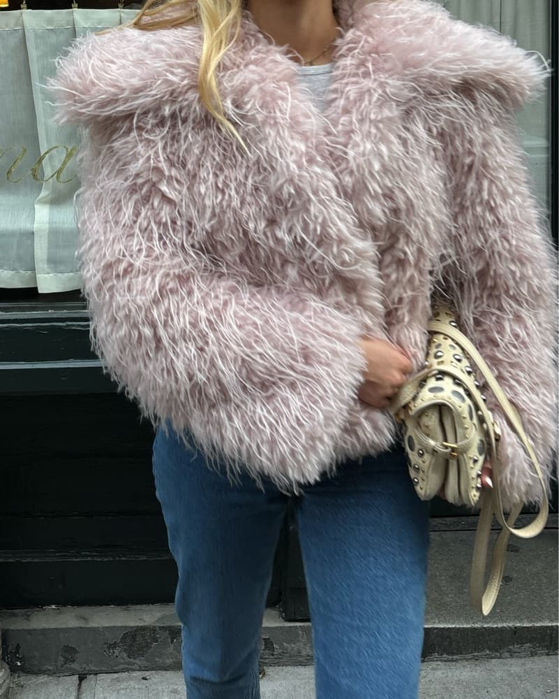 free people blush pink fur coat - Image 3