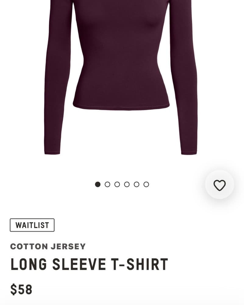 Skims Long Sleeve Burgundy Shirt - Image 2