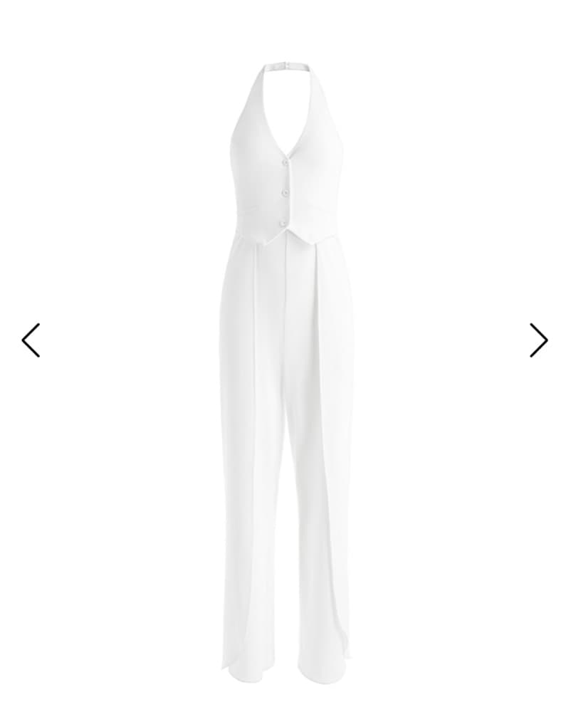 Alice + Olivia White Halter Jumpsuit - Image 6