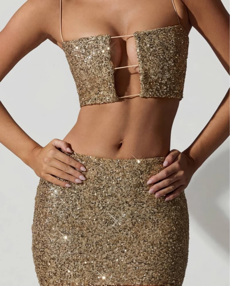 Sparkling Gold Sequin Party Dress - Image 2