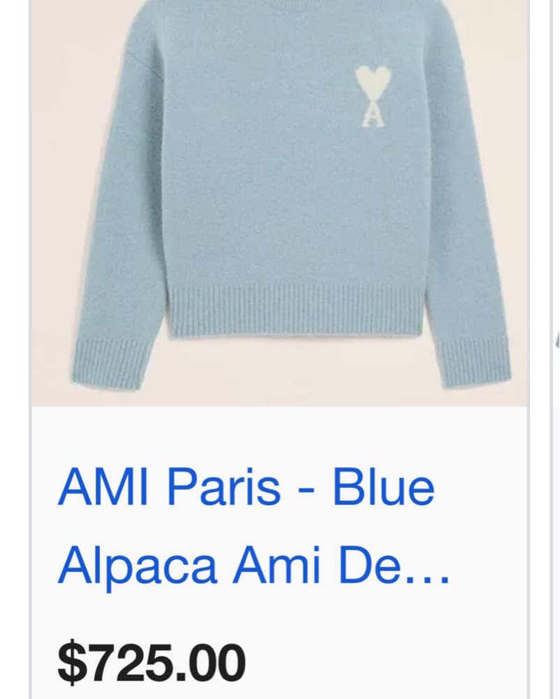 AMI Paris Blue Alpaca Sweater - Image 2
